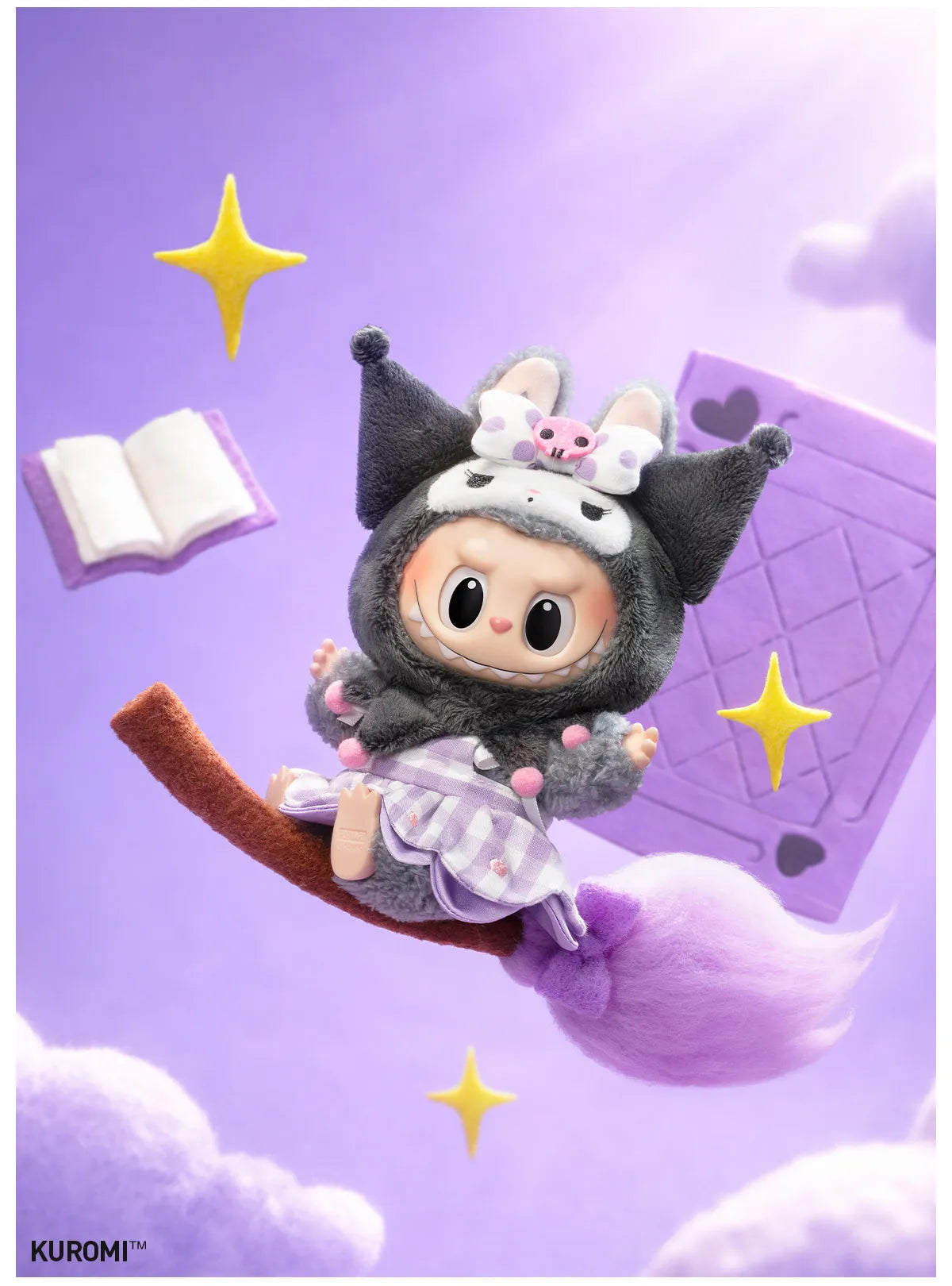 Blind Box- Pop Mart-The Monsters X Sanrio Characters Pendentif en peluche Labubu Hello Kitty
