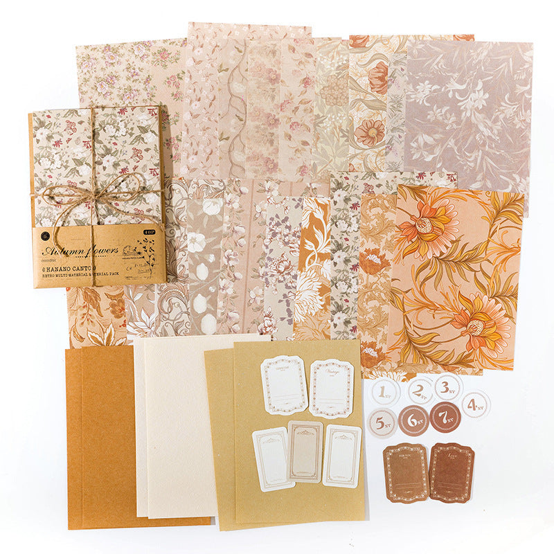 Hanano Canto Series - Vintage Mixed-Material DIY Stationery Pack (6 Styles)