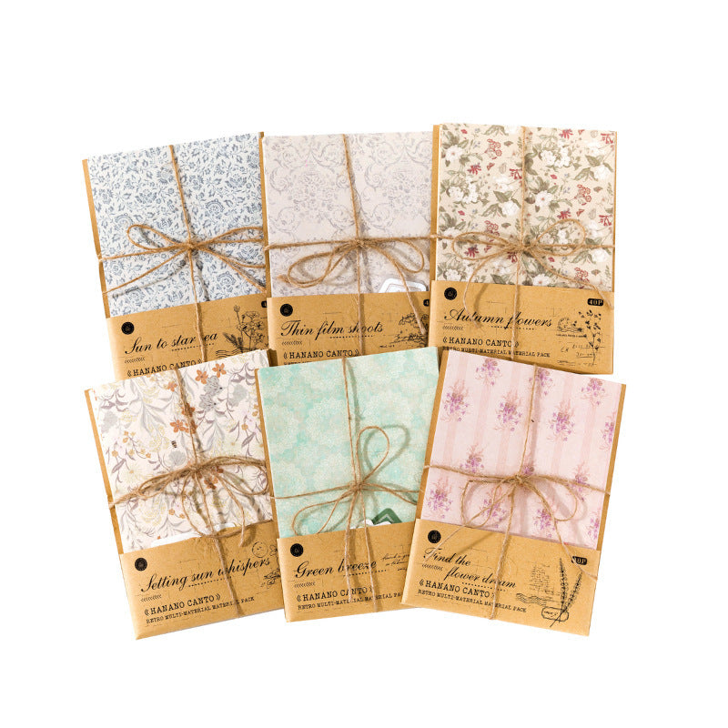 Hanano Canto Series - Vintage Mixed-Material DIY Stationery Pack (6 Styles)