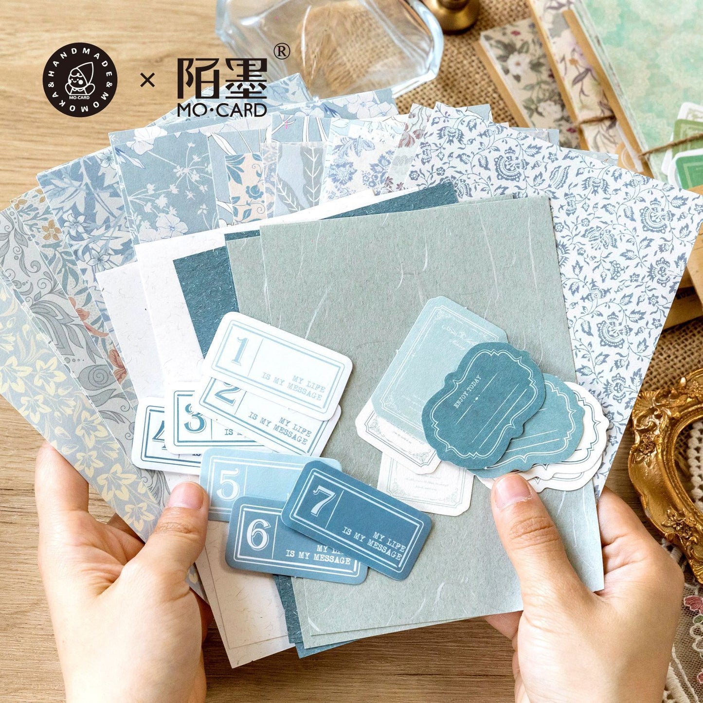 Hanano Canto Series - Vintage Mixed-Material DIY Stationery Pack (6 Styles)