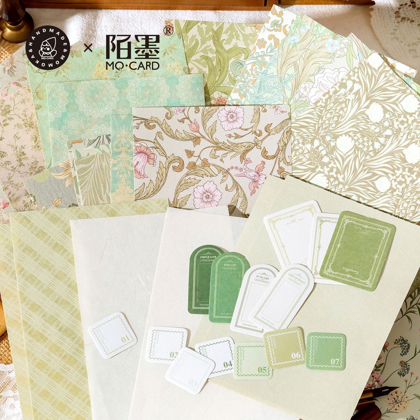 Hanano Canto Series - Vintage Mixed-Material DIY Stationery Pack (6 Styles)