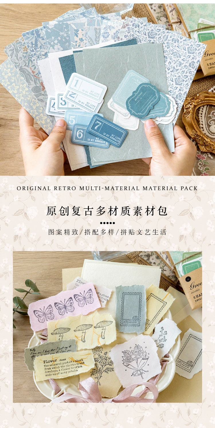 Hanano Canto Series - Vintage Mixed-Material DIY Stationery Pack (6 Styles)