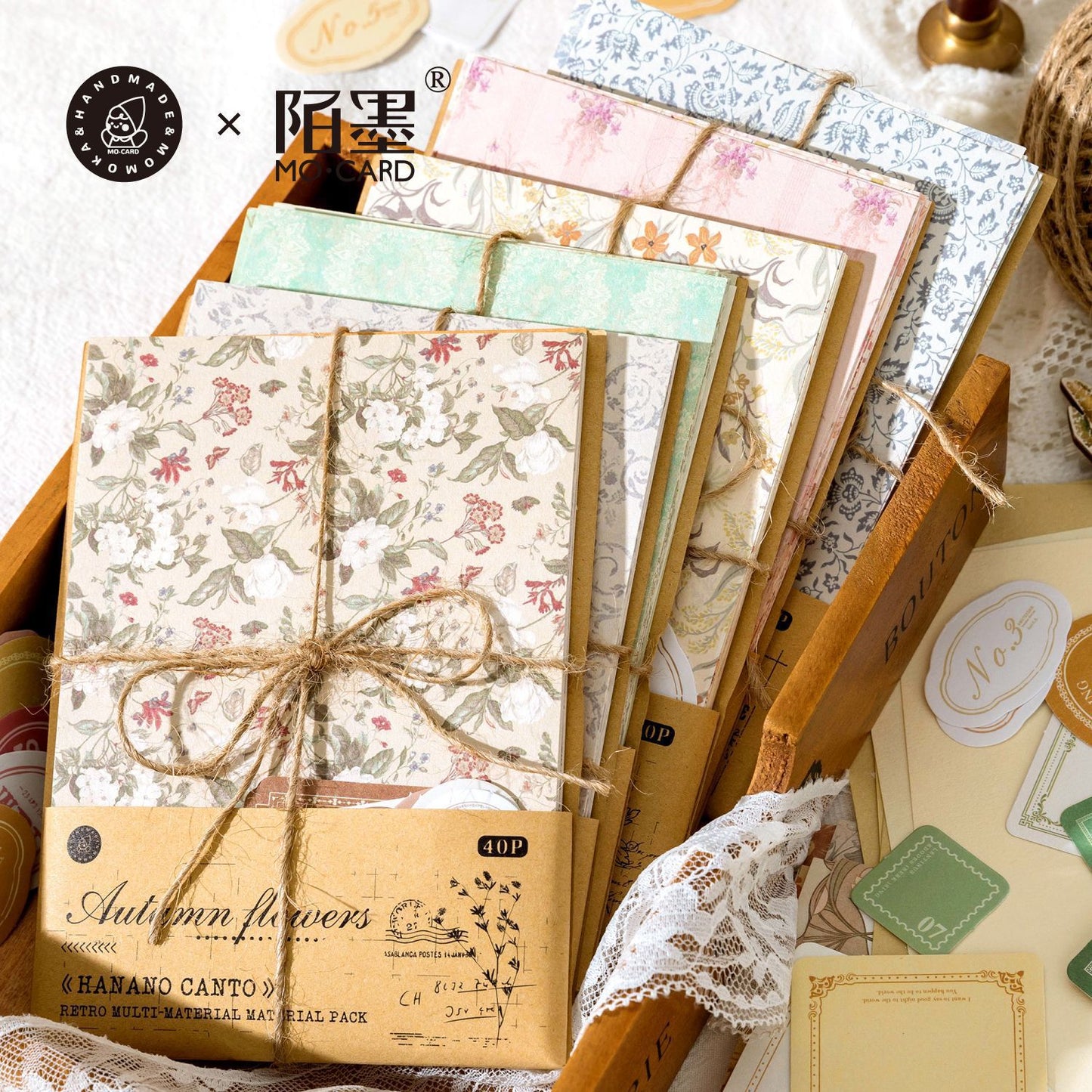 Hanano Canto Series - Vintage Mixed-Material DIY Stationery Pack (6 Styles)