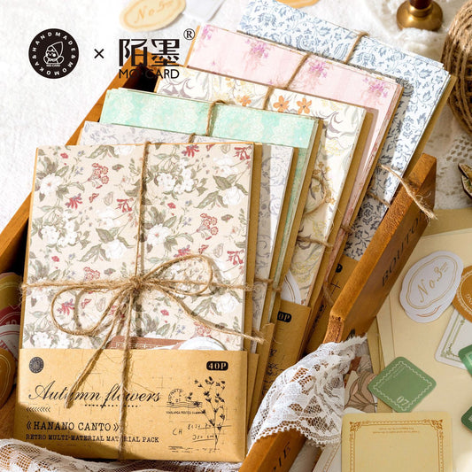 Hanano Canto Series - Vintage Mixed-Material DIY Stationery Pack (6 Styles)
