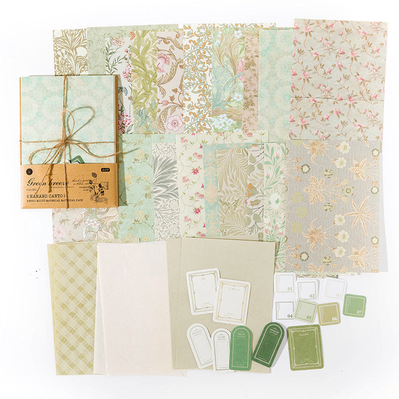 Hanano Canto Series - Vintage Mixed-Material DIY Stationery Pack (6 Styles)