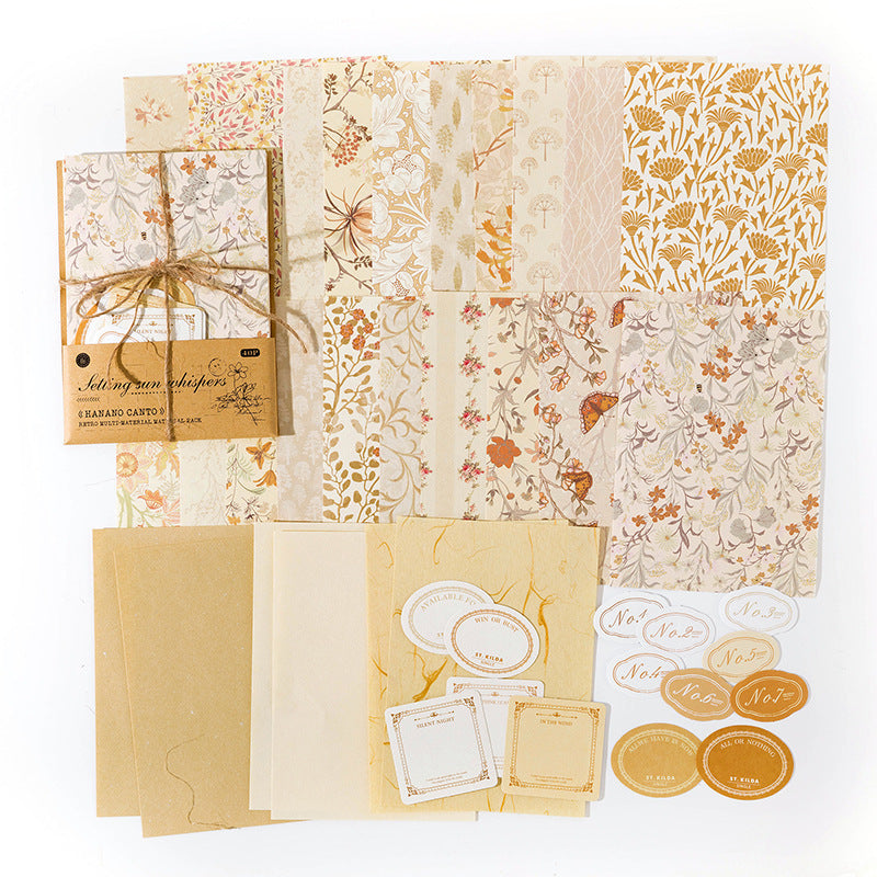 Hanano Canto Series - Vintage Mixed-Material DIY Stationery Pack (6 Styles)