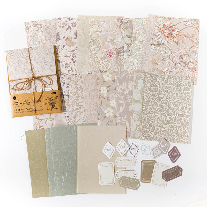 Hanano Canto Series - Vintage Mixed-Material DIY Stationery Pack (6 Styles)