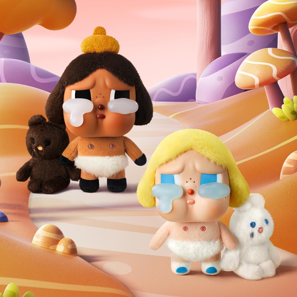 Blind Box-Pop Mart CryBaby Crying Again Porte-clés en peluche avec visage en vinyle - Duck You