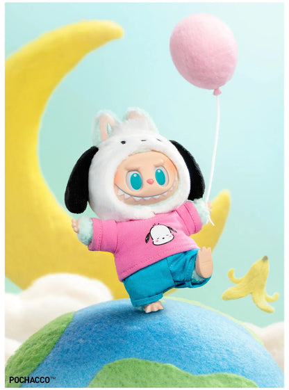 Blind Box- Pop Mart-The Monsters X Sanrio Characters Pendentif en peluche Labubu Hello Kitty