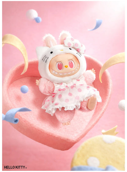 Blind Box- Pop Mart-The Monsters X Sanrio Characters Pendentif en peluche Labubu Hello Kitty