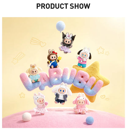 Blind Box- Pop Mart-The Monsters X Sanrio Characters Pendentif en peluche Labubu Hello Kitty