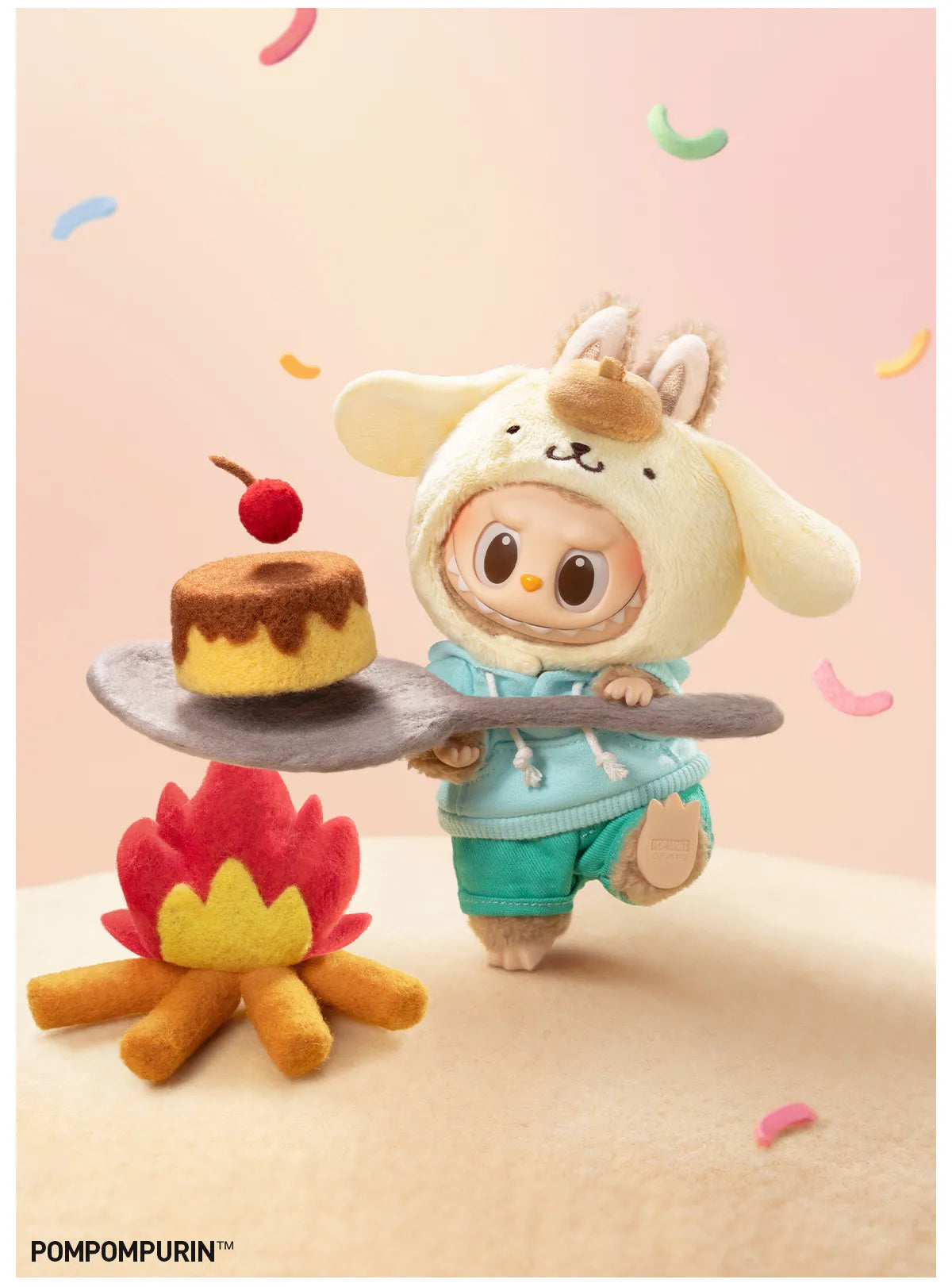 Blind Box- Pop Mart-The Monsters X Sanrio Characters Pendentif en peluche Labubu Hello Kitty