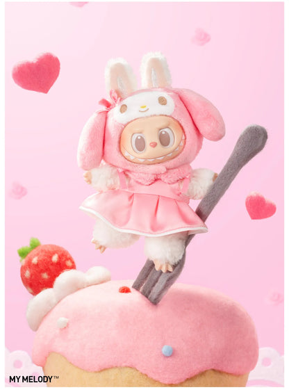 Blind Box- Pop Mart-The Monsters X Sanrio Characters Pendentif en peluche Labubu Hello Kitty