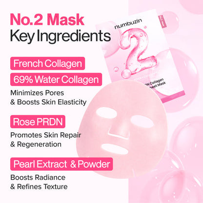 Numbuzin - No.2 Rose PDRN Collagen Plumping Sheet Mask