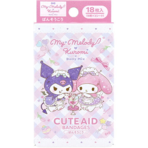 Sanrio Kuromi x My Melody Dolly Mix Edition Bandages - 18 Pieces