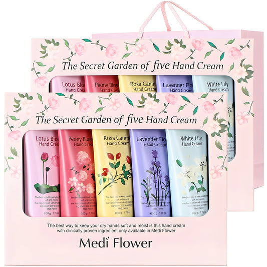 Medi Flower The Secret Garden of Five Hand Cream Set - 5 x 50g (Premium Floral Collection)