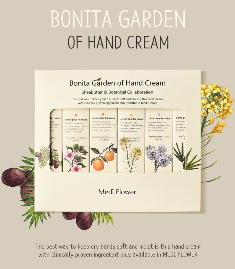 Medi Flower Bonita Garden Coffret Crème Mains - 6 x 30g (Beurre de Karité & Collaboration Botanique)