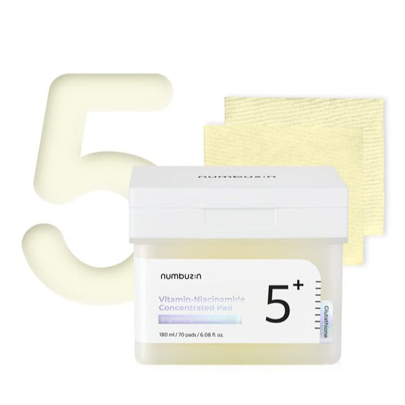 Numbuzin No.5+ Tampons Toniques Concentrés à la Glutathion et aux Vitamines - 70 pièces : Niacinamide, Soins du Visage, Peaux Sensibles