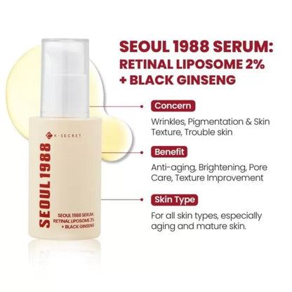 K-SECRET Sérum Séoul 1988 Rétinal Liposome 2% + Ginseng Noir 30 Ml