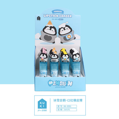KUKI Gommes créatives pingouin pour enfants – Papeterie mignonne motif animal de dessin animé, gommes anti-salissures et sans poussière pour écoliers