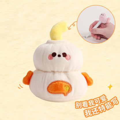 Stylos en peluche créatifs KUKI Creative Soup Dumpling - Stylos gel en peluche Kawaii "Tang Bao" avec porte-clés, papeterie adorable en forme de nourriture pour étudiants, ensemble cadeau d'anniversaire unique