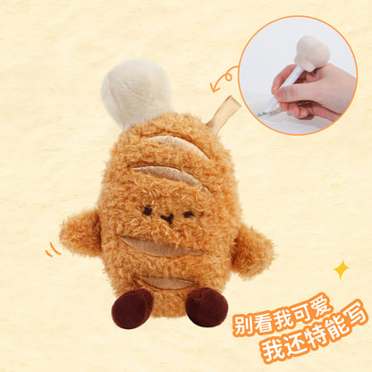 Stylos en peluche KUKI Pain Fraîchement Cuit - Stylos Gel Série Pâtisserie Kawaii avec Porte-clés, Ornement Pâtisserie Douce en Peluche, Papeterie Scolaire Créative & Cadeau d'Anniversaire pour Enfants