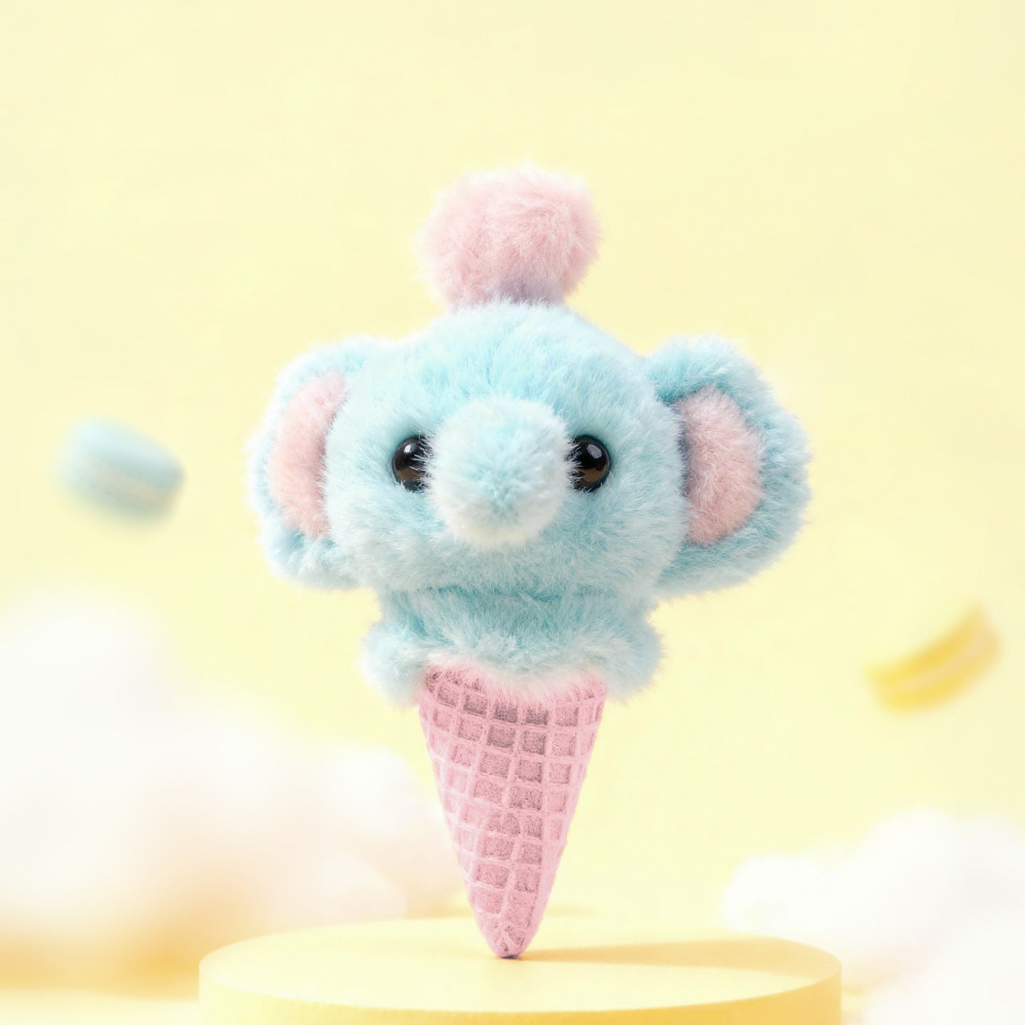 KUKI Creative Plush Ice Cream Gel Pen – 3D Soft Furry Pom Pom Pens, Cute Cartoon Stationery with Hanging Keychain, Smooth Writing Black Ink for Kids & School Gifts
