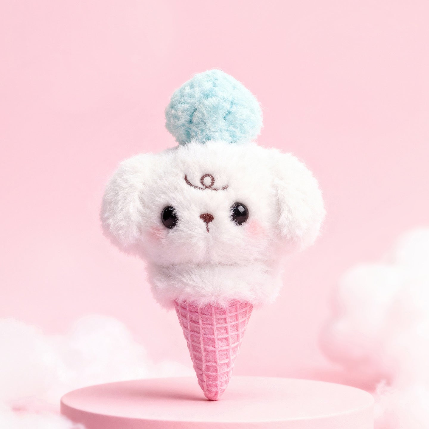 KUKI Creative Plush Ice Cream Gel Pen – 3D Soft Furry Pom Pom Pens, Cute Cartoon Stationery with Hanging Keychain, Smooth Writing Black Ink for Kids & School Gifts