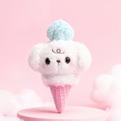 KUKI Creative Plush Ice Cream Gel Pen – 3D Soft Furry Pom Pom Pens, Cute Cartoon Stationery with Hanging Keychain, Smooth Writing Black Ink for Kids & School Gifts