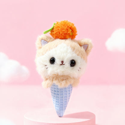 KUKI Creative Plush Ice Cream Gel Pen – 3D Soft Furry Pom Pom Pens, Cute Cartoon Stationery with Hanging Keychain, Smooth Writing Black Ink for Kids & School Gifts