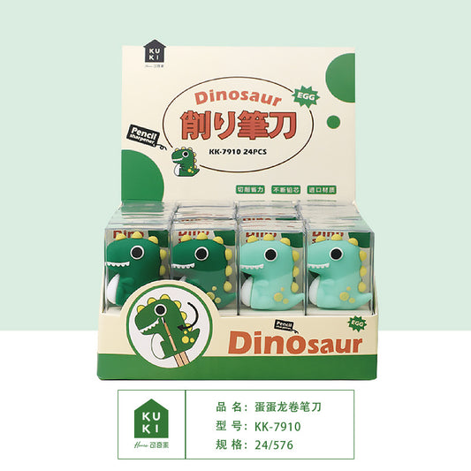 KUKI Taille-crayon manuel pour enfants – Design créatif de figurine de dessin animé, taille-crayon à manivelle pour écoliers – Dinosaure