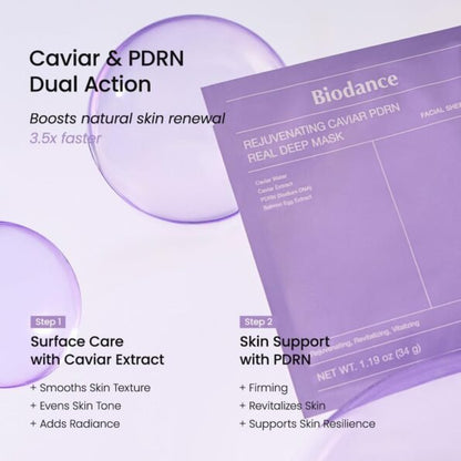Masque Biodance Revitalisant Caviar PDRN Hydratation Intense 1 feuille