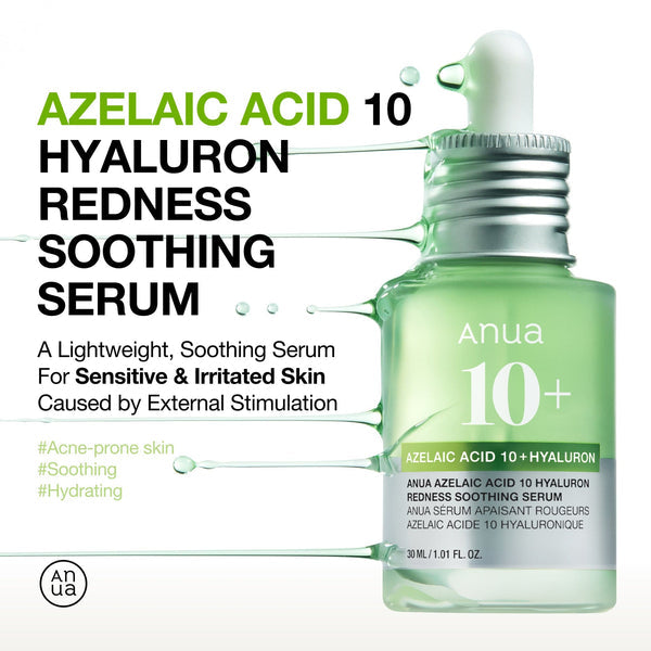 ANUA ++ Sérum Apaisant Anti-rougeurs à l'Acide Azélaïque 10 et à l'Acide Hyaluronique 30ml