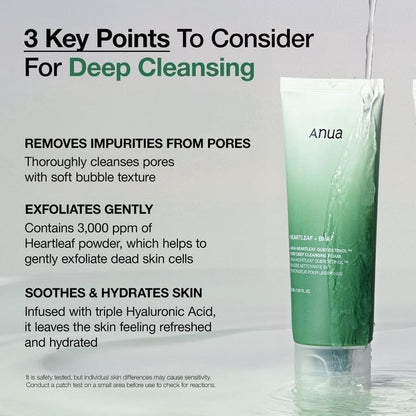 ANUA ++ Mousse Nettoyante Profonde pour les Pores Quercetinol Houttuynia Cordata 150ml