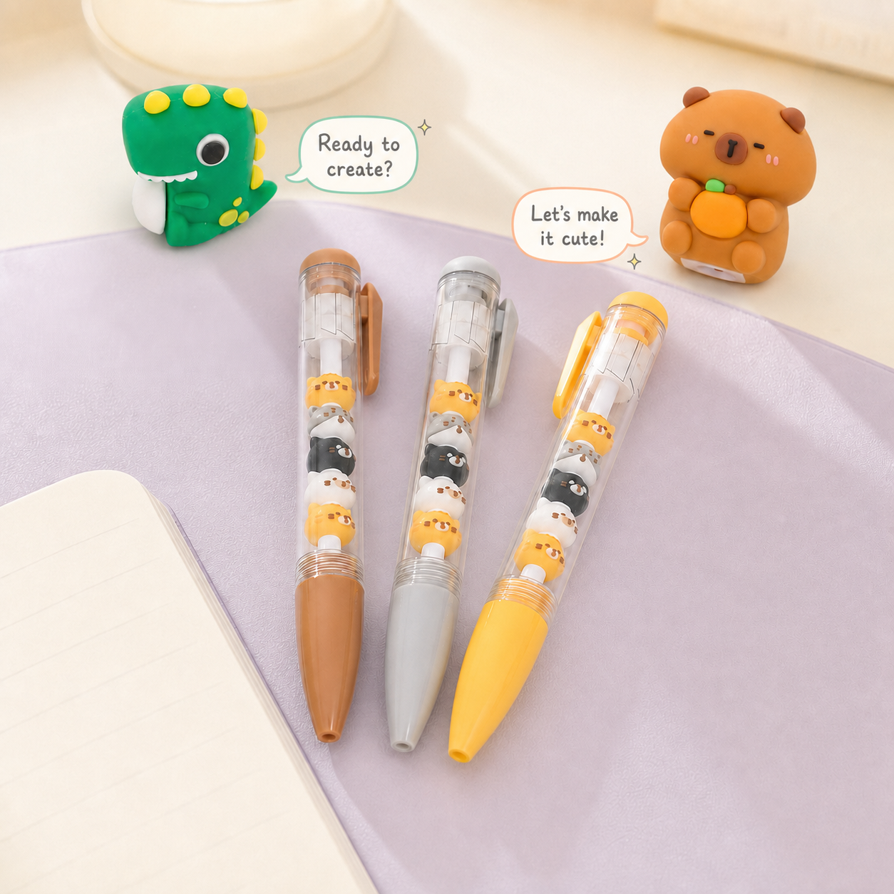 KUKI Cats Diary stackable gel pens with kawaii creative dialogue and KUKI sharpeners