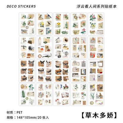 Vintage-Style Waterproof PET Sticker Book for Scrapbooking| Planners| Journals
