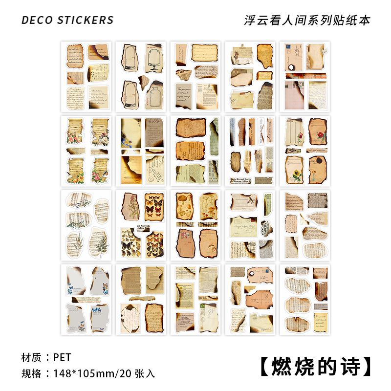 Vintage-Style Waterproof PET Sticker Book for Scrapbooking| Planners| Journals