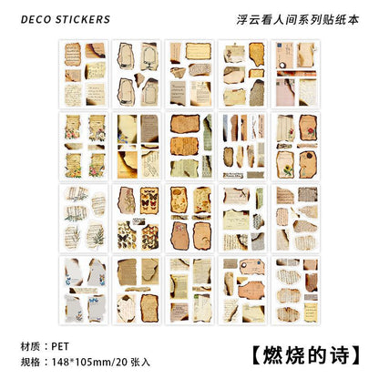 Vintage-Style Waterproof PET Sticker Book for Scrapbooking| Planners| Journals