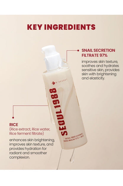 K-SECRET Seoul 1988 Essence Snail Mucin 97% + Rice 100 Ml
