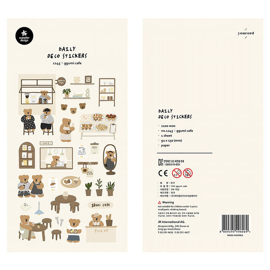 Suatelier Stickers Sonia ||Cute Bear Theme Waterproof Sticker| Journal deco, Scrapbooking, Craft, animals Stickers for gifting | Korean