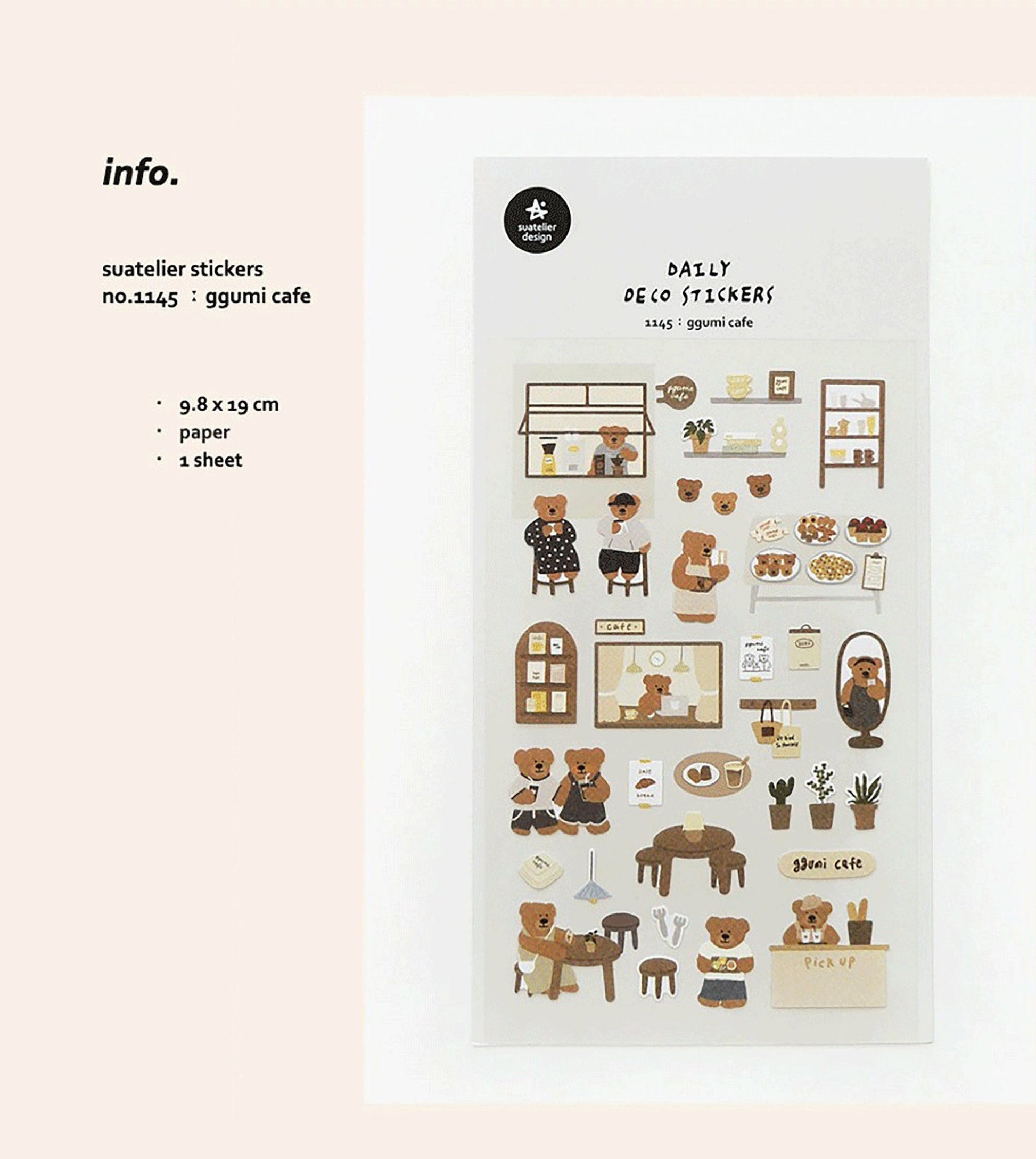 Suatelier Stickers Sonia | | Cute Bear Theme Waterproof Sticker | Korean Journal Stickers Scrapbooking | Craft animals Stickers for gifting – product image 2
