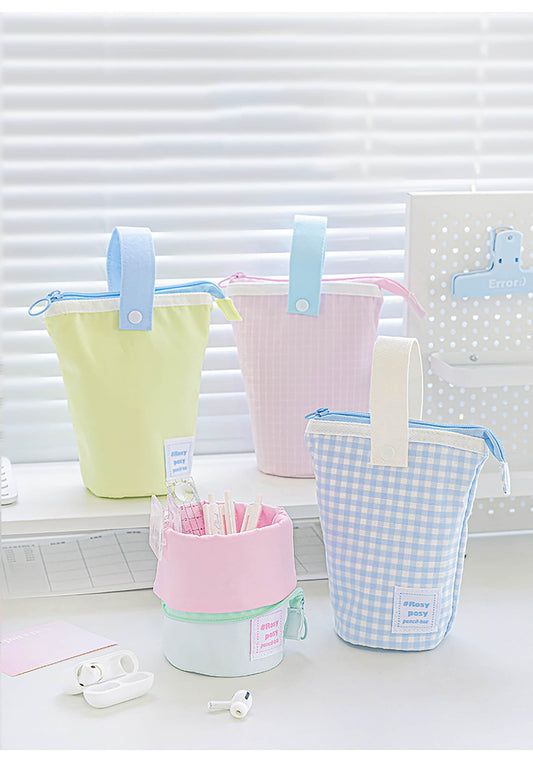 Green blue & pink pencil bag| Pen Pencil case| standable|Macaron color| Korean and Japanese style kawaii pencil case