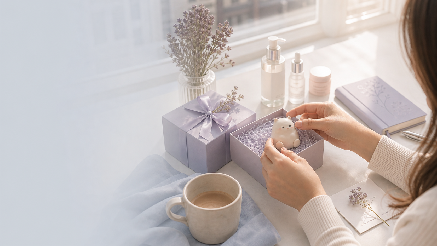 A thoughtful gift being prepared with finds from Japan and Korea